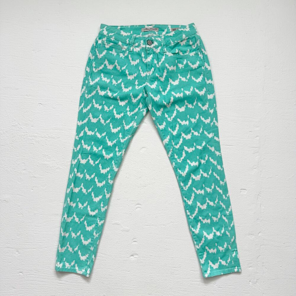 Mavi Alexa Ankle Skinny Jeans Turquoise White Print, Size 26